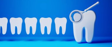 Diş hekimliği için diş hekimi muayenehanesi için tıbbi bakım araçlarıyla illüstrasyon sunulmasına 3D itiraz