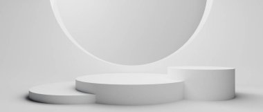 3d büfe resimleme, Sergi podyumu stand olay sahnesi bir ekran tasarımı, beyaz arka planda perakende ürün ticaret gösterisi modelleme sahne