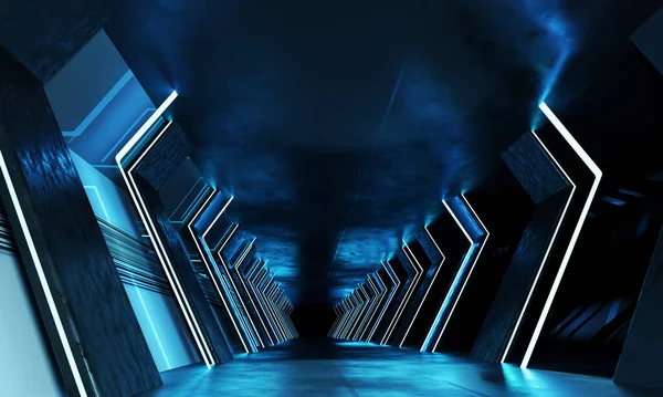 Empty Dark Room Futuristic Sci Background Illustration Abstract Backgroun — Stock Photo, Image