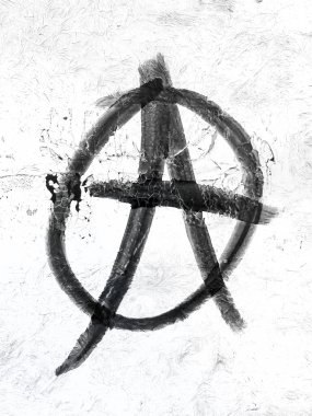 Duvarda anarşi sembolü var. Dokular, arka planlar ve kavramlar için ideal.