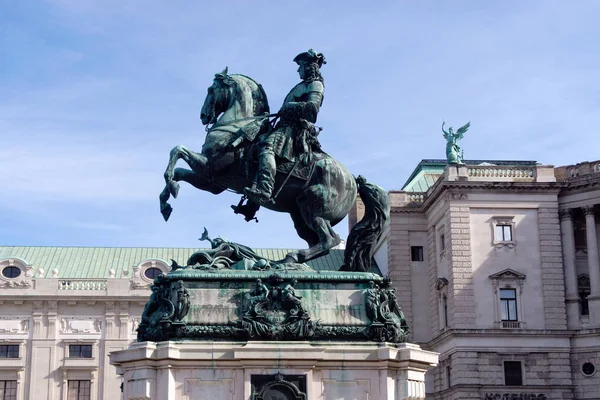 Viena Áustria Estátua Príncipe Eugênio Praça Dos Heróis Palácio Imperial — Fotografia de Stock