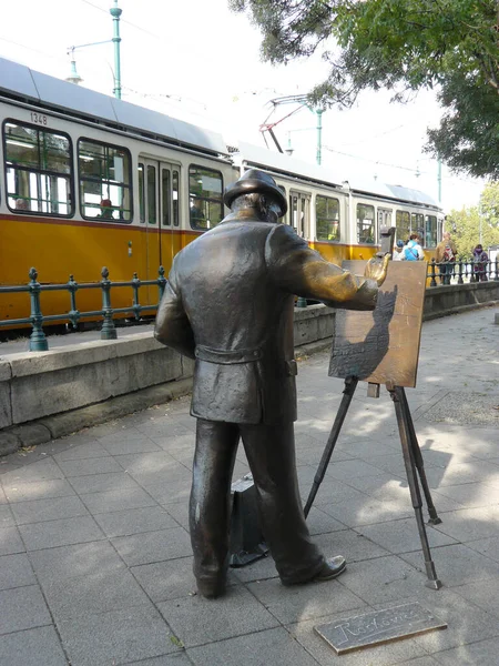 Budapest Ungheria Statua Del Pittore Ungherese Ignac Roskovics Budapest — Foto Stock