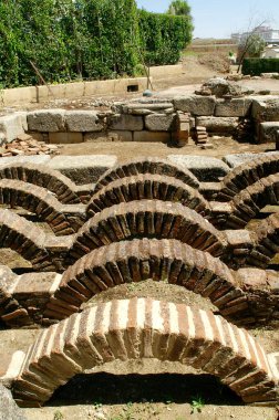 Merida (Spain). Hypocaust of the Roman baths of Merida. clipart