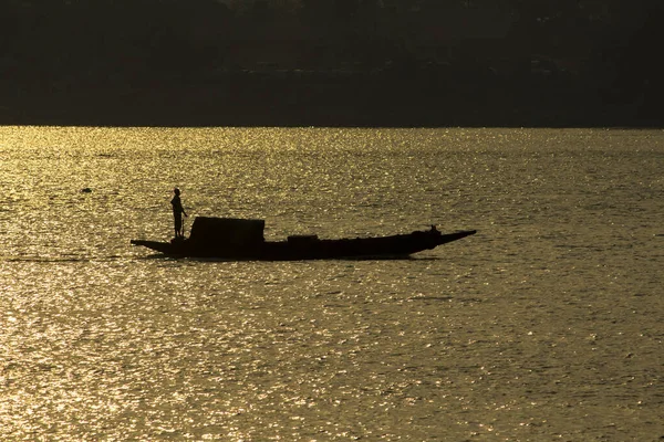 Boote Auf Dem Ganges Kolkata Foto Wurde Abend Bei Sonnenuntergang — Stockfoto