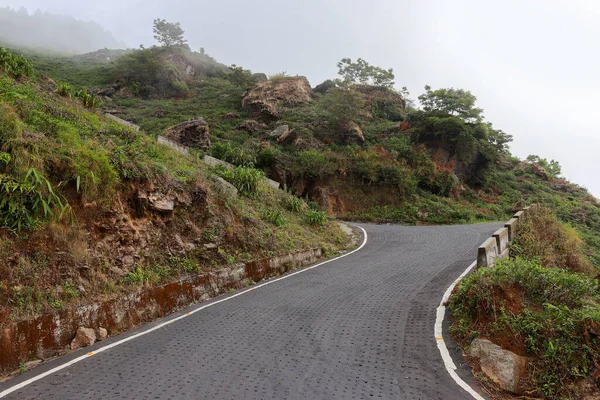 Darjeeling 'deki Kurseong kırsalında. Hindistan 'ın batısındaki Kurseong şehri Darjeeling' de güzel bir yol var..
