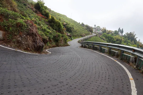 Darjeeling 'deki Kurseong kırsalında. Hindistan 'ın batısındaki Kurseong şehri Darjeeling' de güzel bir yol var..