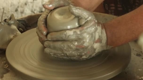 Pot Making Pottery His Workshop — Stok Video