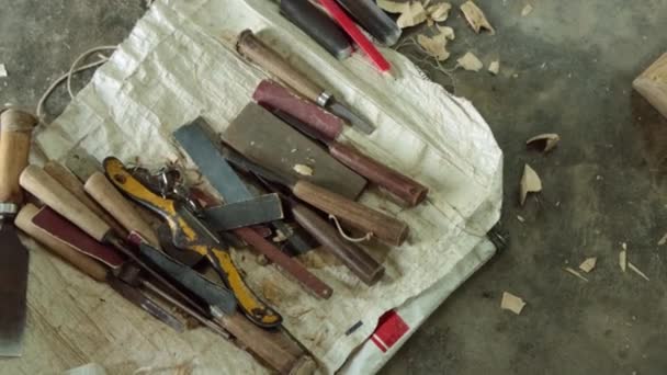 Tools Carpenter Workshop — Stock Video