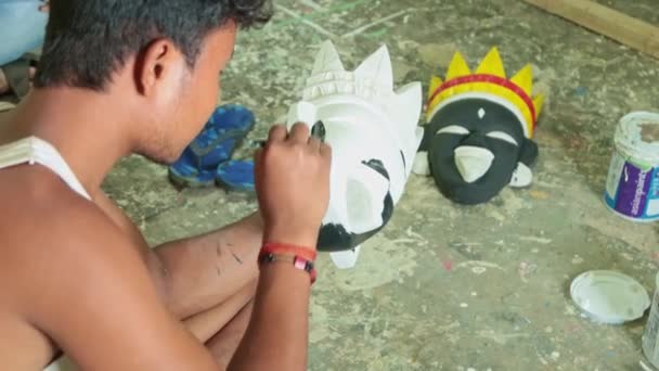 Kushmandi Dinajpur Sul Bengala Oeste 2023 Colorir Máscara Gomira Mukha — Vídeo de Stock