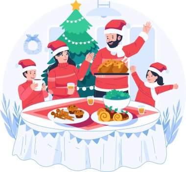 Noel 'i Noel ağacıyla kutlayan bir aile.