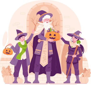 Kostüm giymiş bir grup insan.