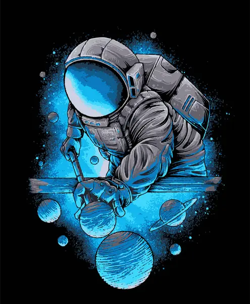 Destansı Astronot Uzayda Bir Bilardo Gezegeni Oyna