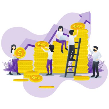 İş toplantısındaki karakterlerin veri ve raporları izlediği modern düz iş analizi konsepti. İş analizi, afiş, iniş sayfası, web şablonu için kullanılabilir. Düz vektör illüstrasyonu