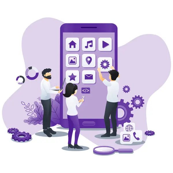 İş toplantısındaki karakterlerin veri ve raporları izlediği modern düz iş analizi konsepti. İş analizi, afiş, iniş sayfası, web şablonu için kullanılabilir. Düz vektör illüstrasyonu