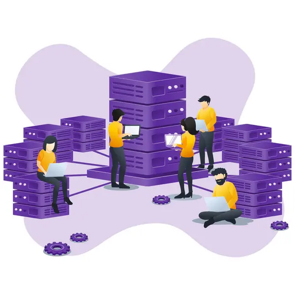 İş toplantısındaki karakterlerin veri ve raporları izlediği modern düz iş analizi konsepti. İş analizi, afiş, iniş sayfası, web şablonu için kullanılabilir. Düz vektör illüstrasyonu