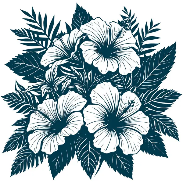 Estetik Güzel Hibiscus Çiçek Buketi Görüntü Grafik Görünümü