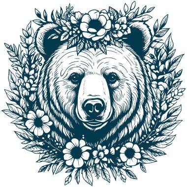 Estetik Çiçek Ayı Resimleri Grafik Çiçek Silueti Çizimi