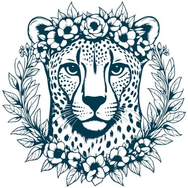 Estetik Çiçek Çitası Çizimsel Çiçek Çelengi Silüeti Çizimi