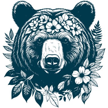 Estetik Ayı Silueti Grafiksel Doğa Görüntü Vektörü İllüstrasyonu