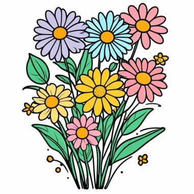 Çiçeklerin vektör illüstrasyonu