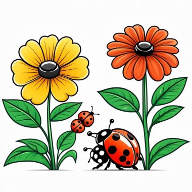 Çiçekli vektör uğur böceği. izole resim