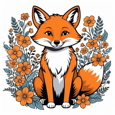 Çiçek tasarımlı tilki.