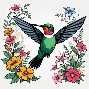 Sinek kuşunun renkli çizimi