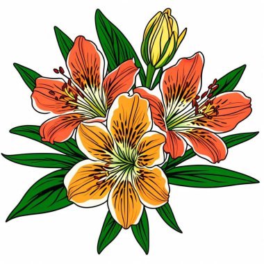 Çiçek buketi. Botanik çiçeği. vektör illüstrasyonu.