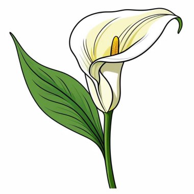 Beyaz zambak çiçeği vektörü. Beyaz arkaplanda izole edilmiş resim.