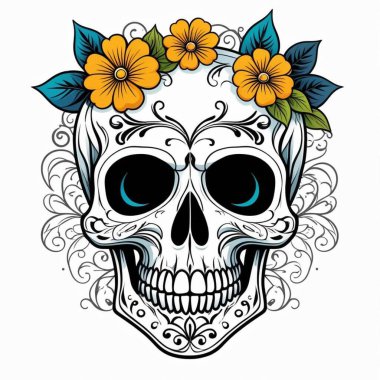 Çiçek desenli güzel bir çiçeğin kafatası