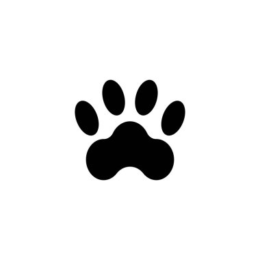 Köpek ya da Kedi Pençesi İzi, Hayvan Ayağı. Düz Vektör Simgesi illüstrasyonu. Beyaz arkaplanda basit siyah simge.