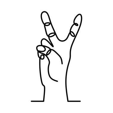 Peace sign one line drawing on white isolated background. Vector illustration