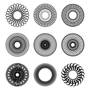 Circle radial motif, mandala illustrative element