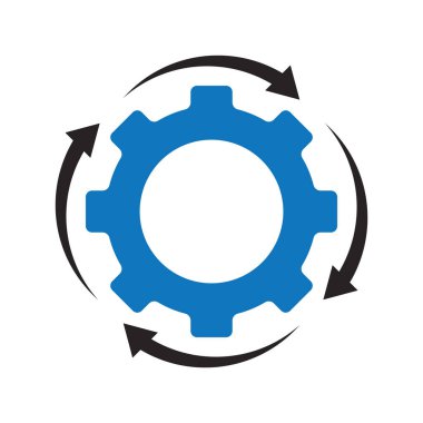 gear and arrow logo vector illustration template design