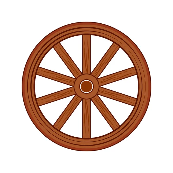 Gammaldags Trähjul Antik Trä Spoked Hjul Bläck Handritad Illustration — Stock vektor