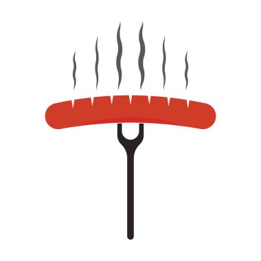 Sosisli ızgara ikon. Açık hava Parti Menüsü, Yemek Sembolü - Vektör illüstrasyon tasarımı