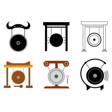 Gong simgesi veya Endonezya geleneksel müzik aleti, vektör illüstrasyon sembolü tasarımı