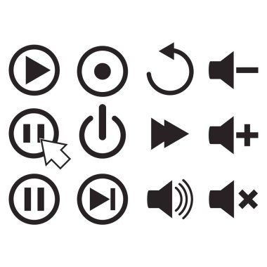 Medya Oynatıcı düğmesi vektör illüstrasyon sembolü tasarımı simgeleri