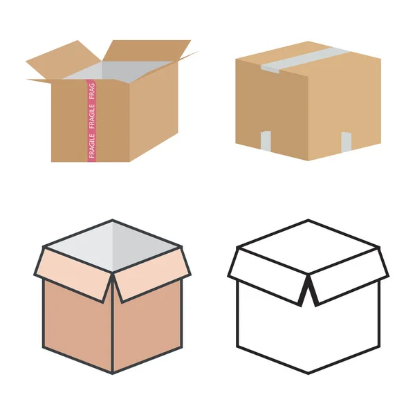 Papírová Krabice Maketa Izolované Bílém Pozadí Rozložení Přepravního Boxu Návrh — Stockový vektor