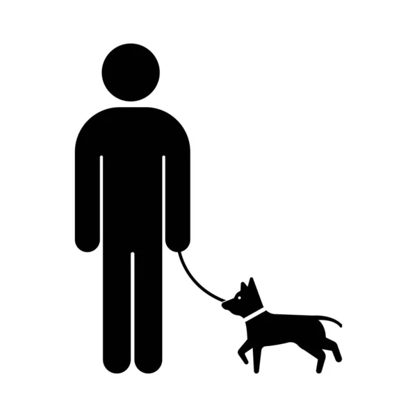 stock vector dog walking icon, man and dog on a leash , vector illustration symbol design