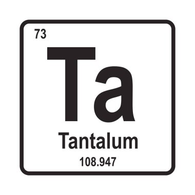 Tantalum atomik simgesi, vektör illüstrasyon sembolü tasarımı