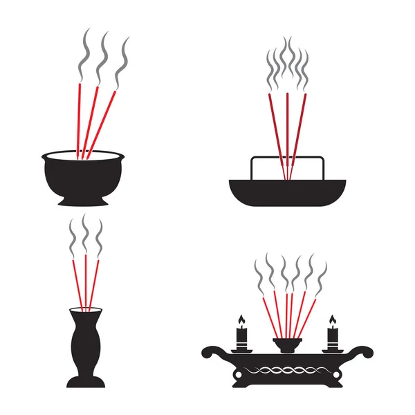 Chinese prayer incense vector icon illustration symbol design