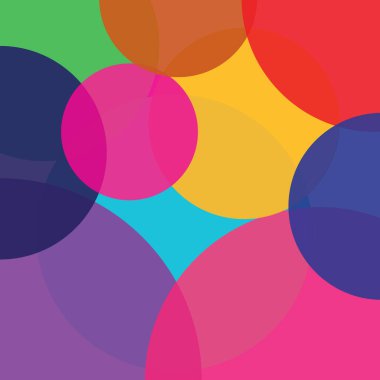 Renkli çember birleşimi soyut logo arkaplanı. Vektör tasarımı.