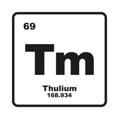 Periyodik tabloda Thulium simgesi, kimyasal element