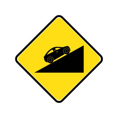 yokuş yukarı yol trafik işareti simgesi, vektör illüstrasyon sembolü tasarımı