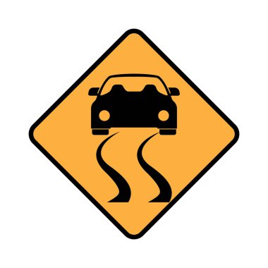 Trafik işareti simgesi, kaygan yol işareti, vektör illüstrasyon sembolü tasarımı