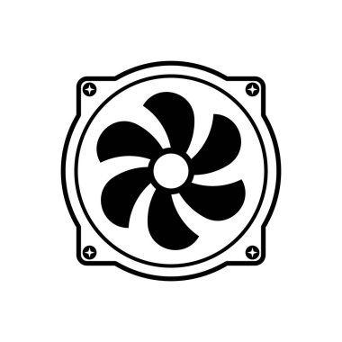Egzoz Havası Soğutma CPU Fan Simgesi, vektör illüstrasyonu basit tasarım