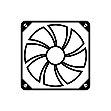 Egzoz Havası Soğutma CPU Fan Simgesi, vektör illüstrasyonu basit tasarım