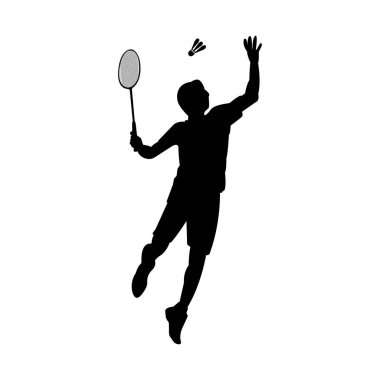 Badminton Oynayan Bir Kişinin Siluet Simgesi
