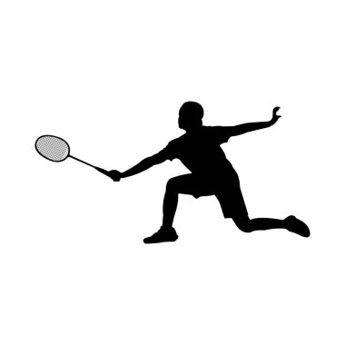 Badminton Oynayan Bir Kişinin Siluet Simgesi